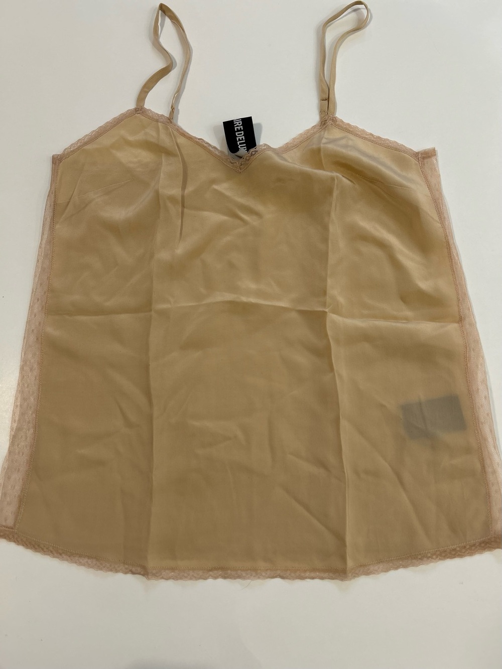 Zadig & Voltaire Camel Silk Sheer Lace-Trim Slip-size S